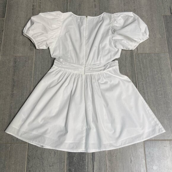 French Connection Rhodes Cutout White Pleated Flare Mini Dress Size 10 - Picture 6 of 11